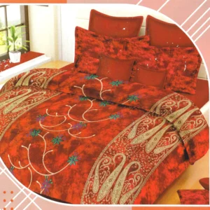 Red Floral Embroidered Bedding Set