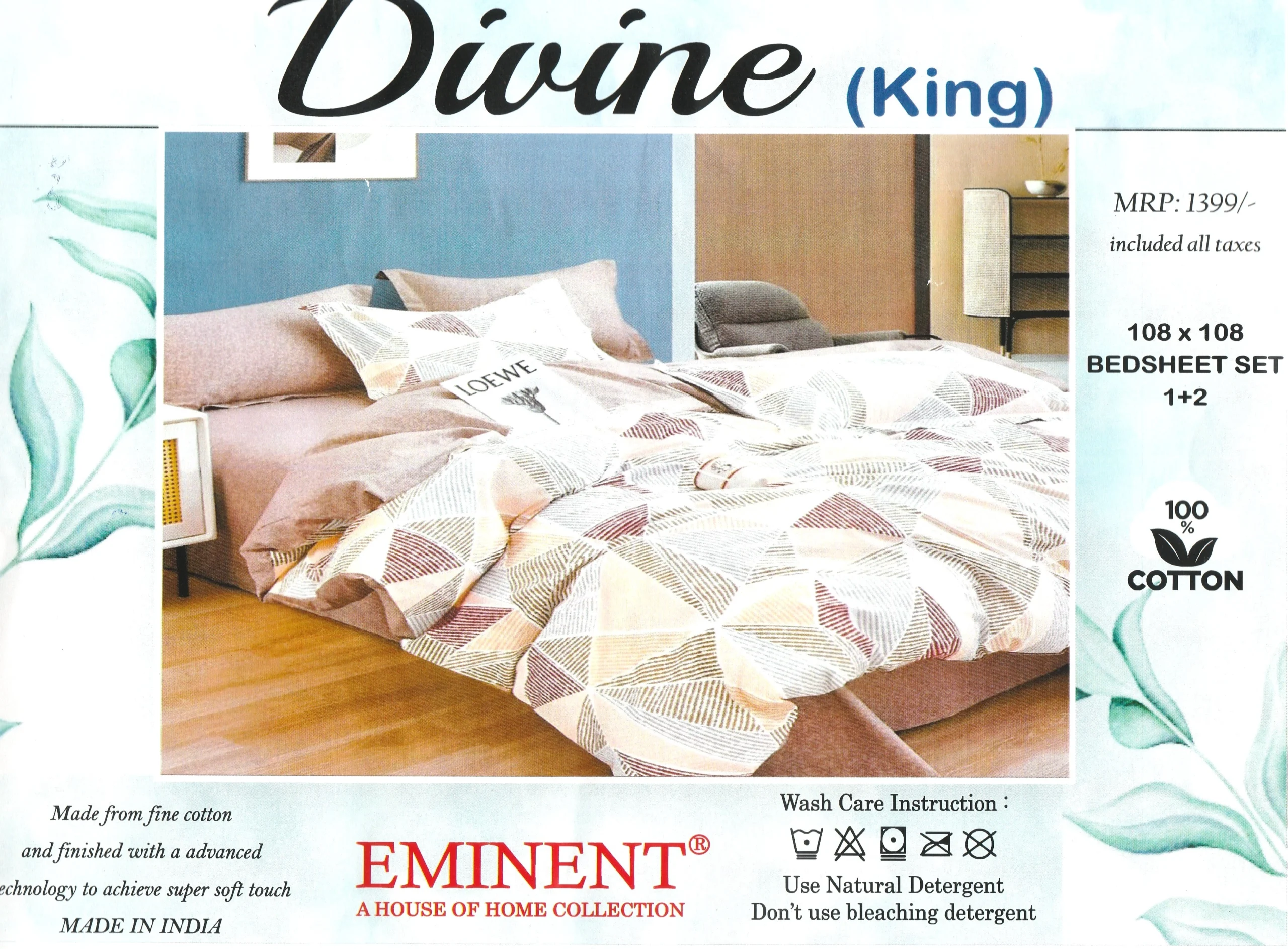 Divine Cotton Bedsheet King Size, Divine King Bedsheet Set, Comfortable Bedding Delhi, Premium Quality Sheet, soft cotton bedsheet, king size comfort, premium quality