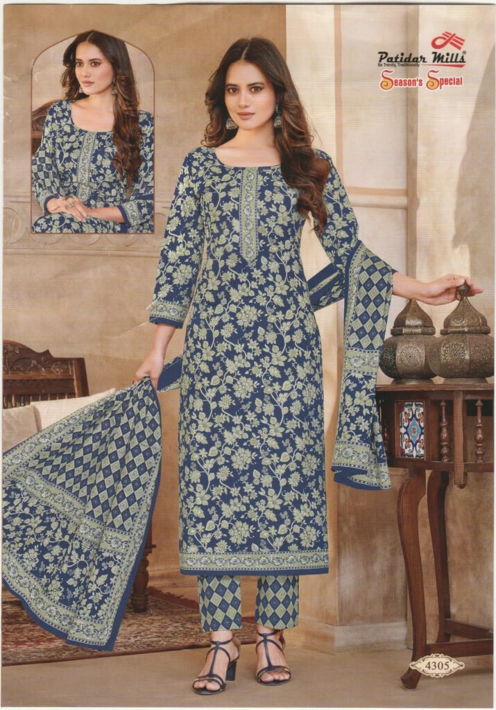 Embroidered Traditional Attire Dress - AHC5064 - Traditional Floral Cotton Kurta Set